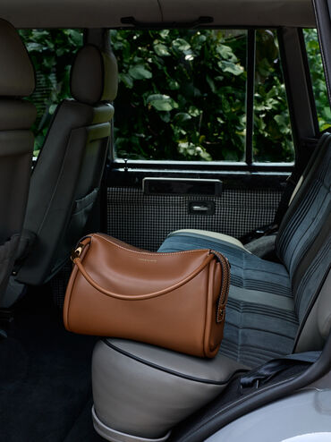 Lyla Tubular Slouchy Shoulder Bag, Chocolate, hi-res