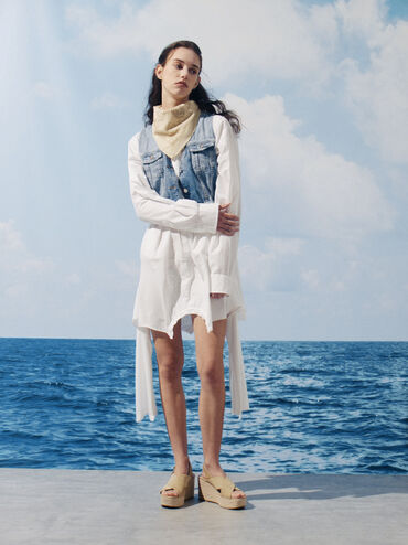 Faux Suede Crossover Espadrille Wedges, Sand, hi-res