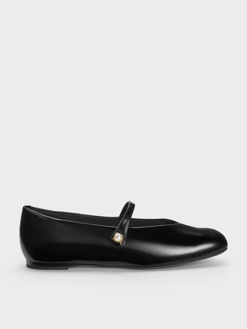 Marie Pearl Mary Jane Flats, Black Boxed, hi-res