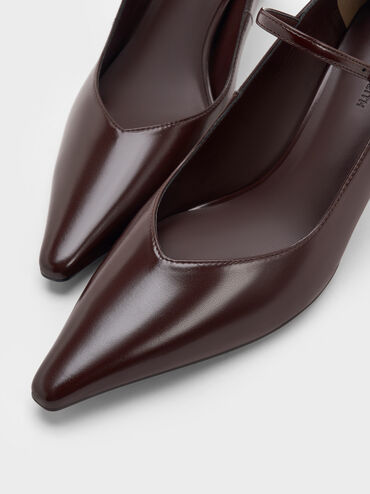 Pointed Mary Jane Pumps, Maroon, hi-res