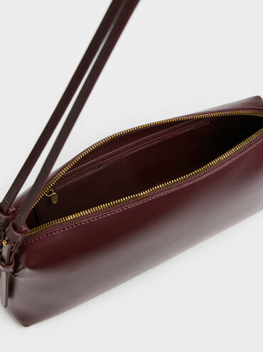 حقيبة كتف دينا بحزام مزدوج, أحمر توتي فاخر, hi-res