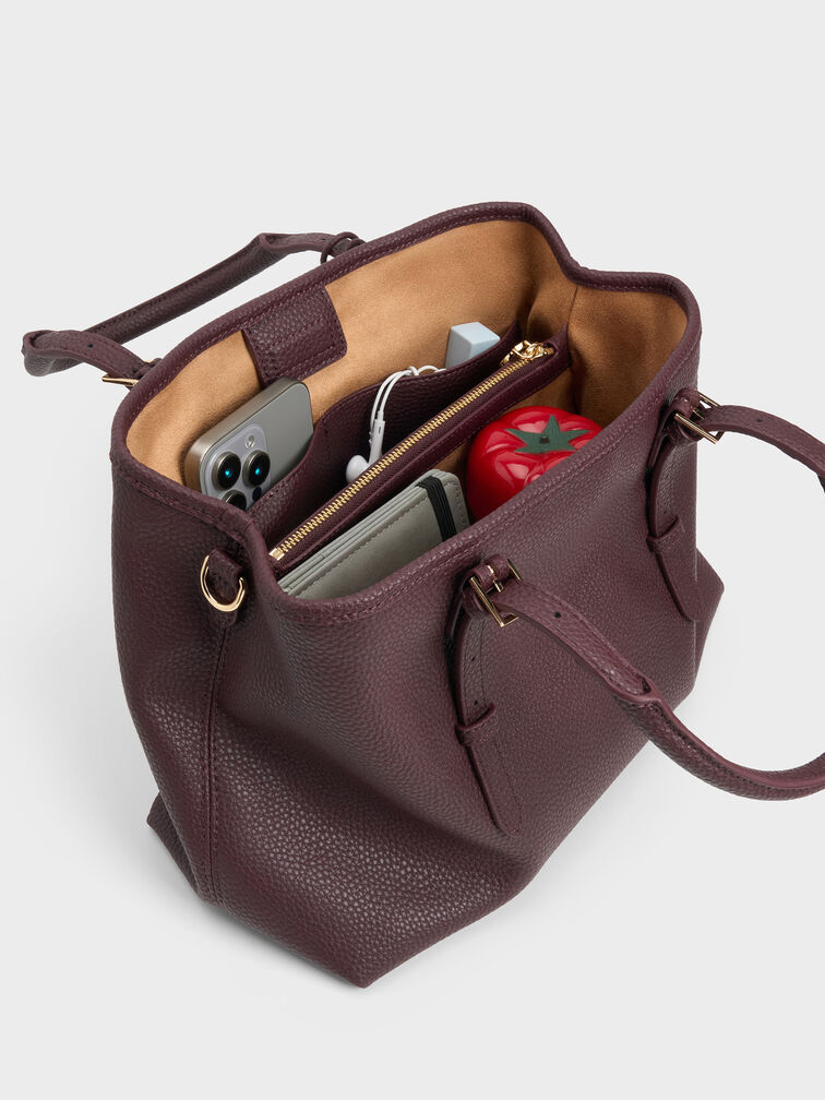 Baral Bead-Charm Tote Bag, Wineberry Red, hi-res