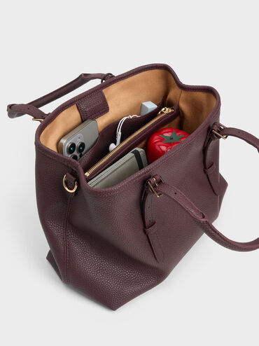 Baral Bead-Charm Tote Bag, Wineberry Red, hi-res