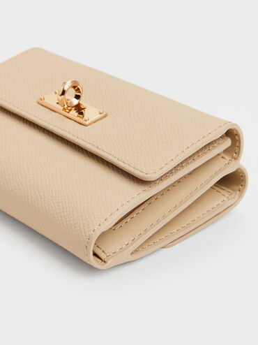 Tricha Turn-Lock Wallet, Sand Beige, hi-res