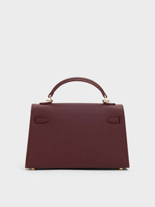 Tricha Knotted-Belt Top Handle Bag, Wineberry Red, hi-res