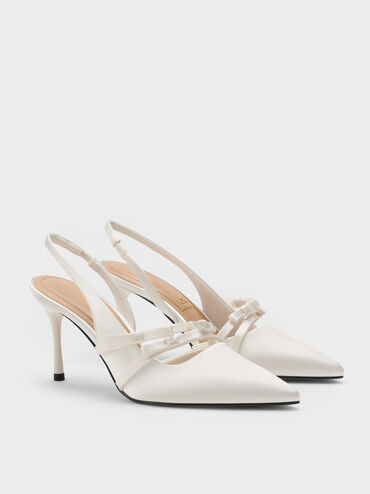 Jessy Bow Slingback Pumps, White, hi-res