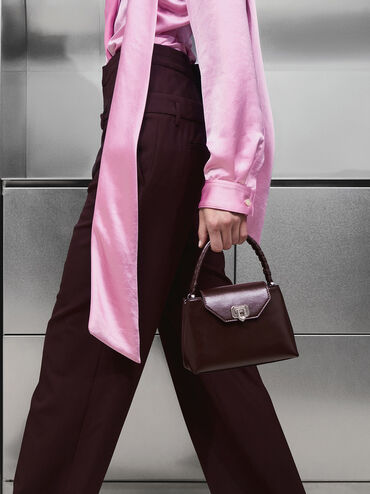 حقيبة أروين بحزام مضفر ومقبض علوي, برقوقي أنيق, hi-res