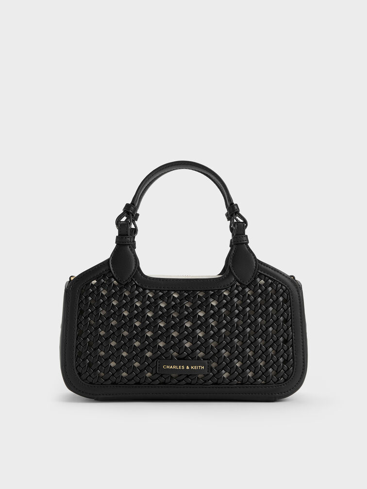 Mini Azure Woven Tote Bag, Black, hi-res