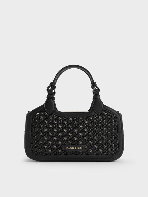 Mini Azure Woven Tote Bag, Black, hi-res