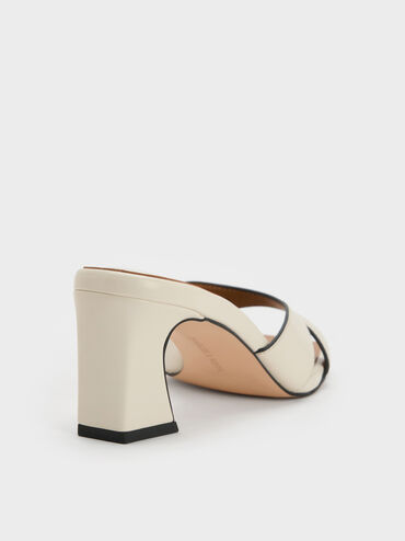 Cut-Out Square-Toe Heeled Mules, Chalk, hi-res