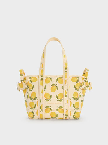 Amity Canvas Lemon-Print Tote Bag, Butter Yellow, hi-res