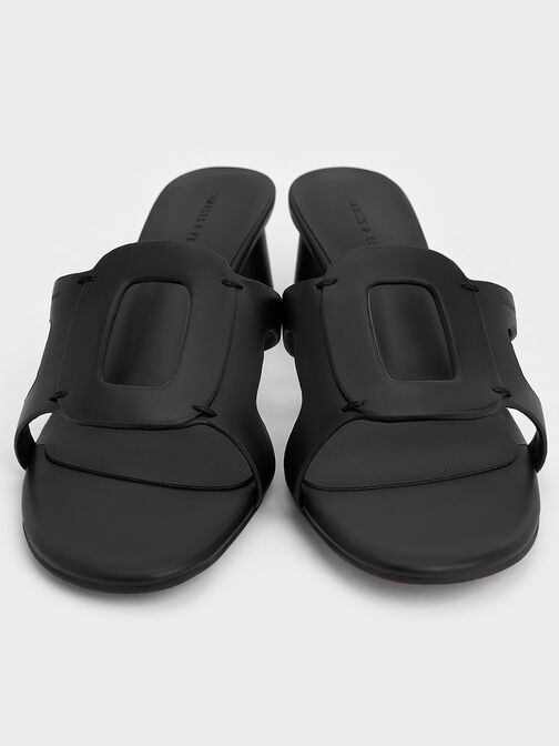 صندل إيزلي بكعب وتصميم مزين بفتحات, أسود, hi-res