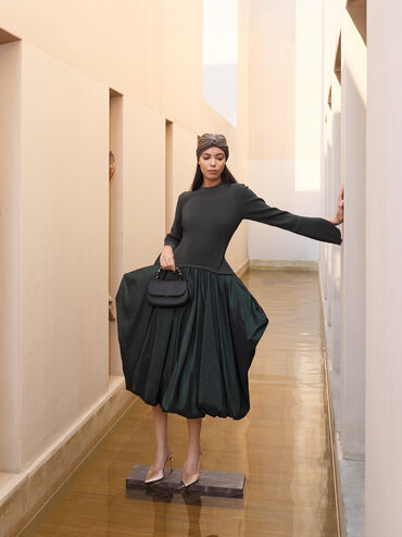 حقيبة إيليان من الساتان, أسود, hi-res