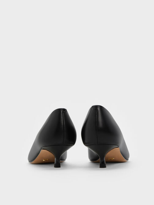 حذاء جلد بكعب مربع ومقدمة مدببة, أسود, hi-res