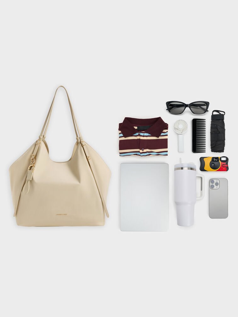 Levy Nylon Slouchy Tote Bag, Dusted Oat, hi-res