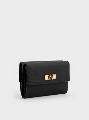 Tricha Turn-Lock Wallet, Black, hi-res