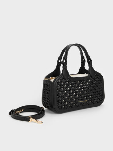 Mini Azure Woven Tote Bag, Black, hi-res