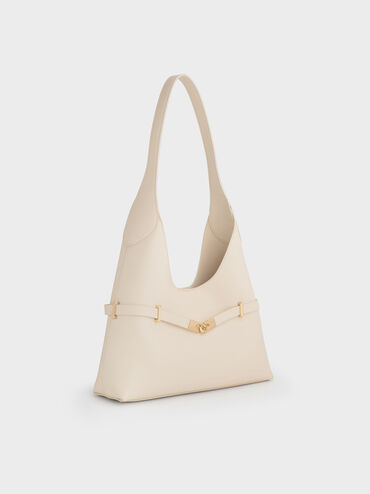 Arlet Metallic-Accent Belted Hobo Bag, Cream, hi-res