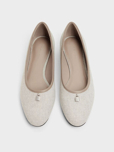 Griselda Two-Tone Ballet Flats, Light Grey, hi-res