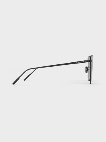 Livonia Crystal Square Sunglasses, Jet Black, hi-res