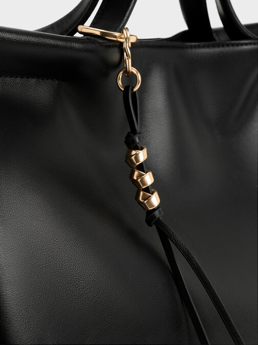 XL Zephyr Tassel Tote Bag, Black, hi-res