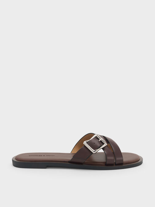 Anita Crossover Slides, Maroon, hi-res