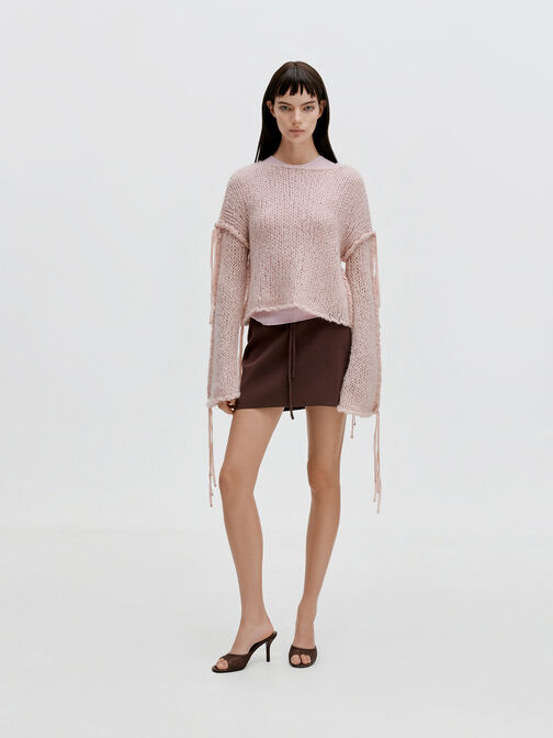 Lace Stiletto Mules, Dark Brown Textured, hi-res