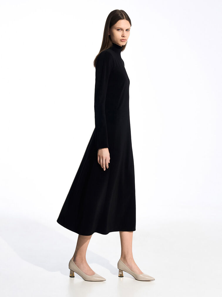 Cammie Metallic-Heel Pumps, Chalk, hi-res