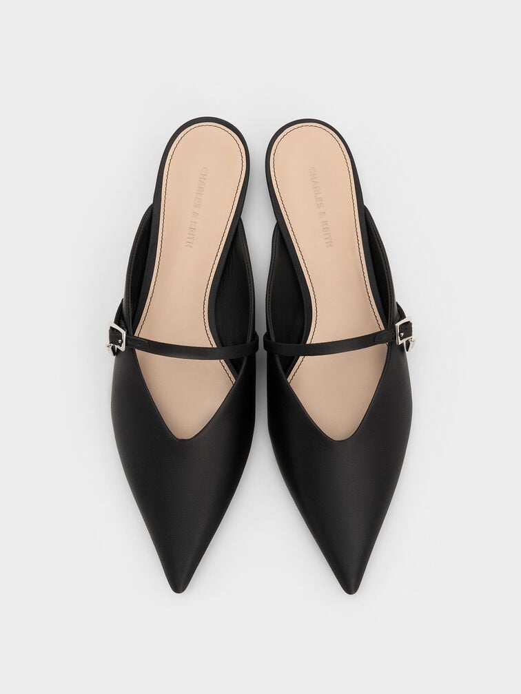 حذاء (مولز) من الساتان بدون كعب, أسود خشن, hi-res