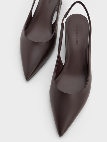 Sculptural-Heel Slingback Wedges, Burgundy, hi-res