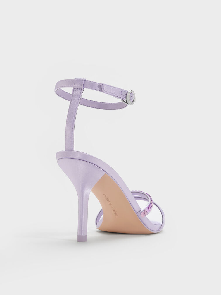 Briella Satin Sequinned Heeled Sandals, Lilac, hi-res