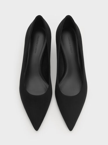 Ruthie Faux Suede Kitten Heels, Black Textured, hi-res