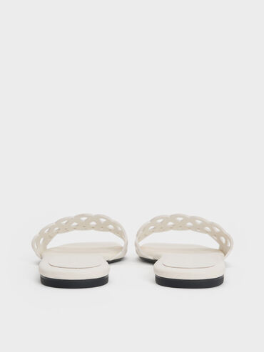 Cut-Out Slide Sandals, White, hi-res
