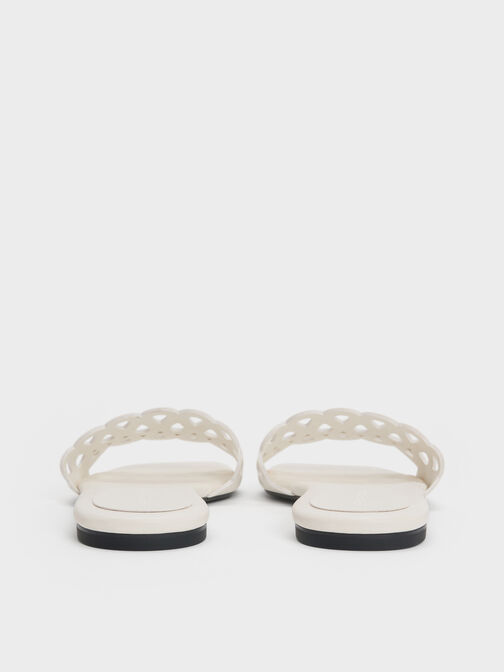 Cut-Out Slide Sandals, White, hi-res