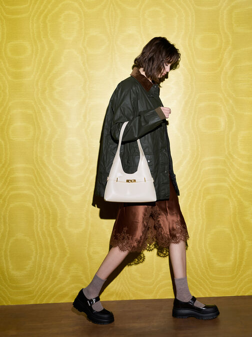 Arlet Metallic-Accent Belted Hobo Bag, Cream, hi-res