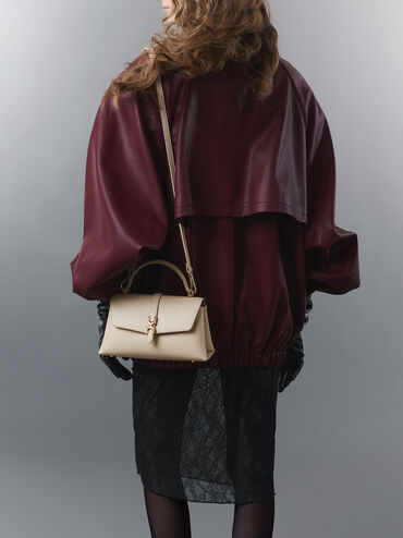 Adalyn Metallic-Buckle Top Handle Bag, Dusted Oat, hi-res