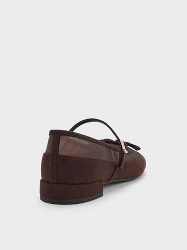 Mulligan Faux Suede & Mesh Mary Janes, Dark Brown Textured, hi-res