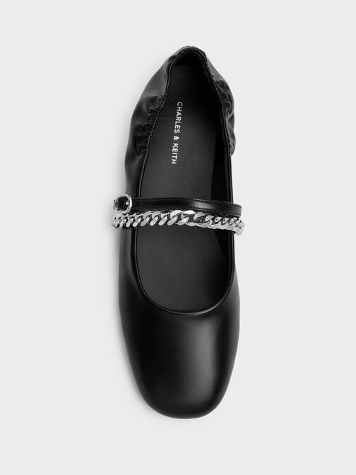 Georgie Chain Mary Jane Flats, Black, hi-res