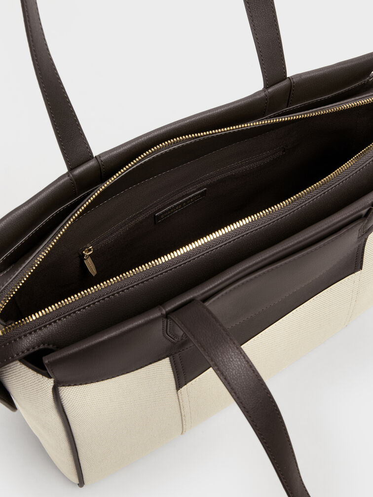 شنطة توت راون من الكانفاس, بني غني كالإسبريسو, hi-res