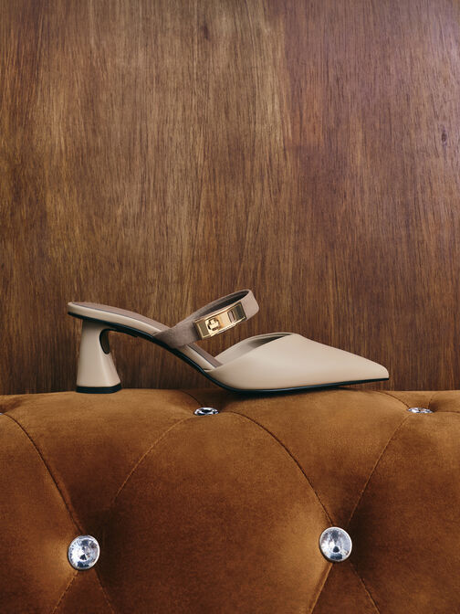 حذاء لاندو بكعب ومقدمة مدببة ومشبك, أبيض طباشيري, hi-res