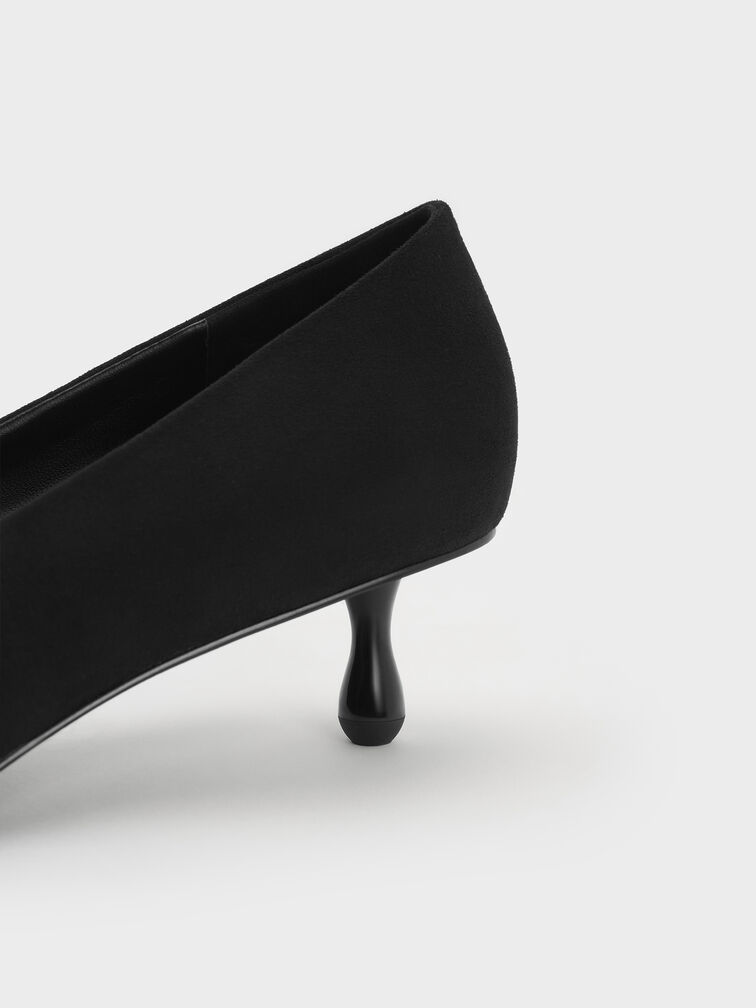 Ruthie Faux Suede Kitten Heels, Black Textured, hi-res