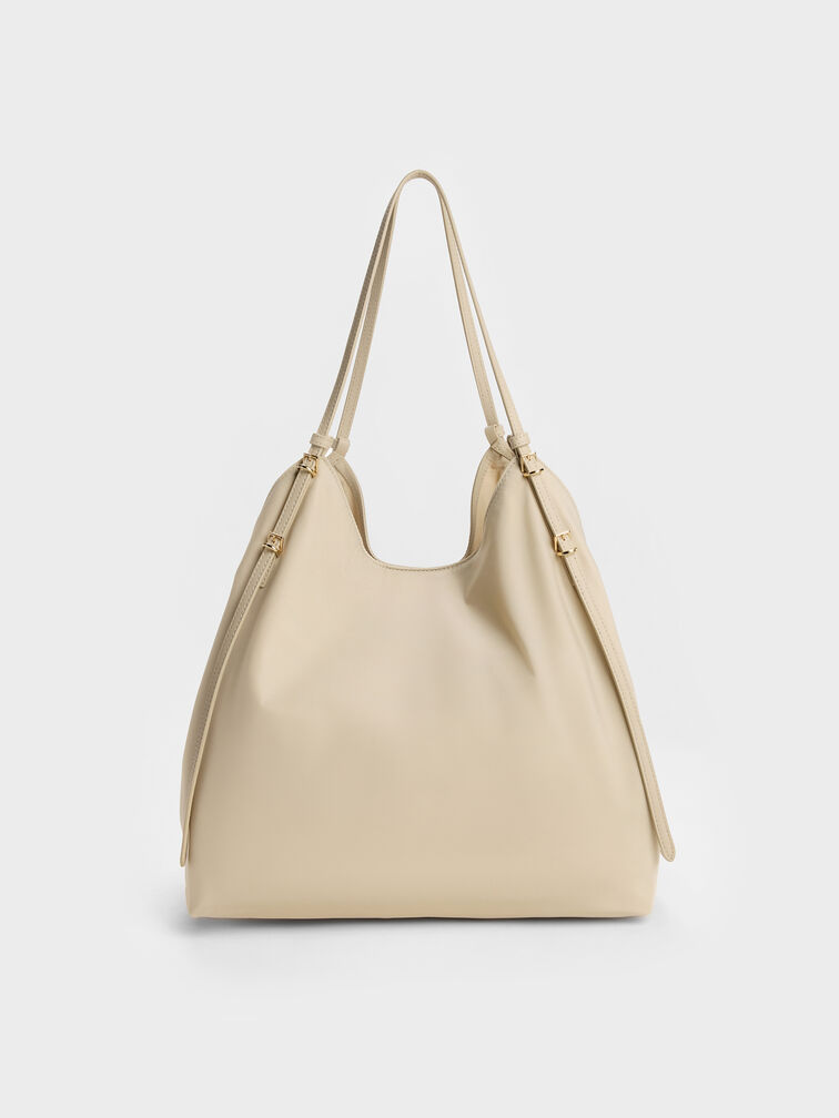Levy Nylon Slouchy Tote Bag, Dusted Oat, hi-res