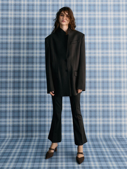 حذاء لاندو شمواه صناعي بكعب ومقدمة مدببة, بني محبّب غامق, hi-res