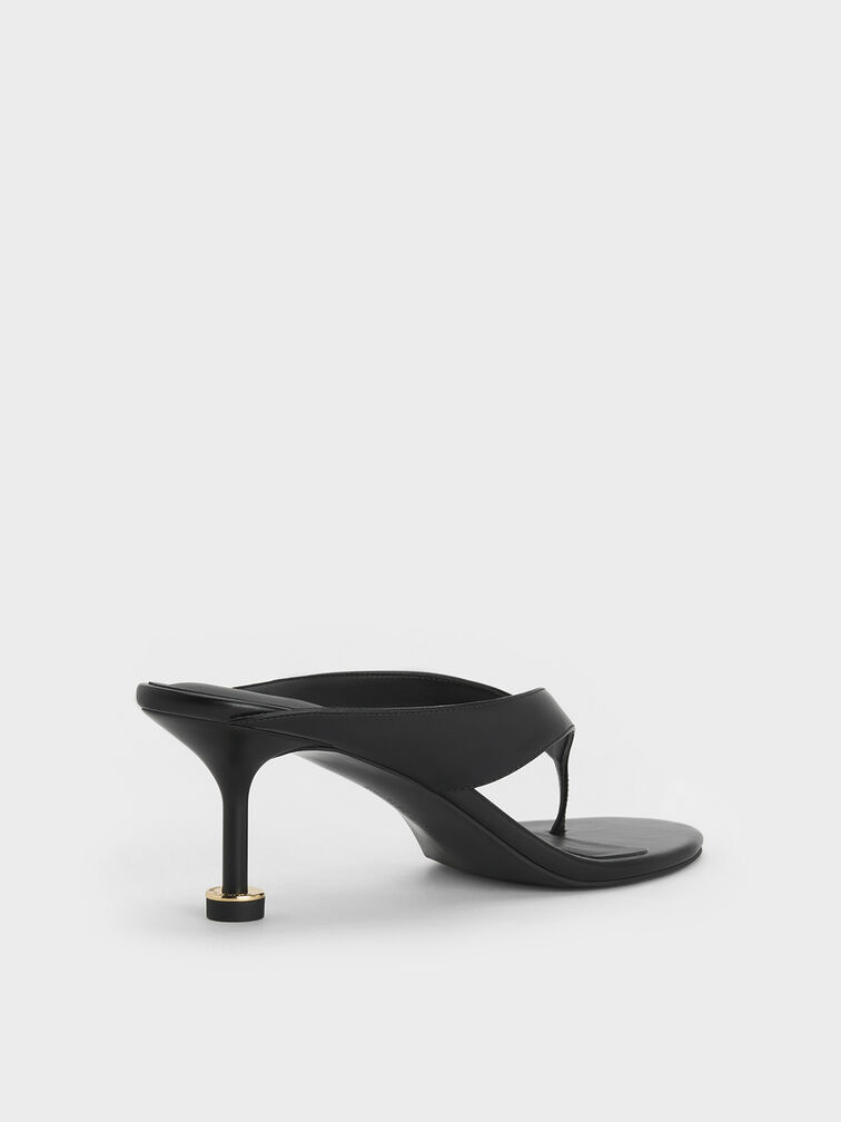 Wynn Sculptural-Heel Thong Sandals, Black, hi-res