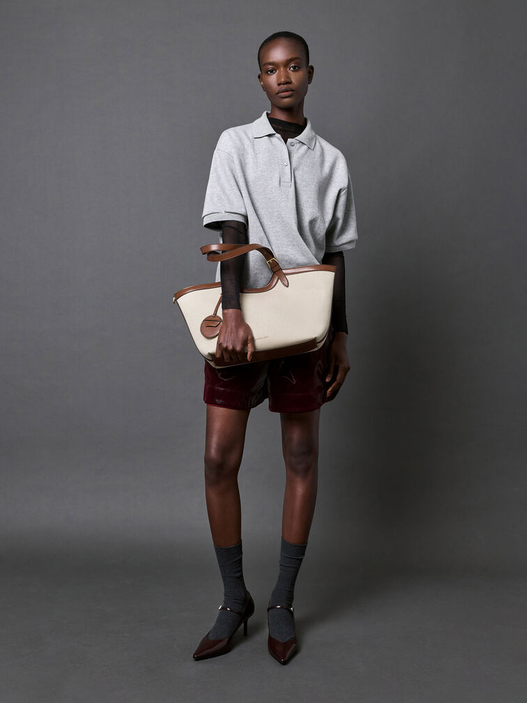 حقيبة حمل قماشية كبيرة الحجم من إينولا, شوكولاتي, hi-res