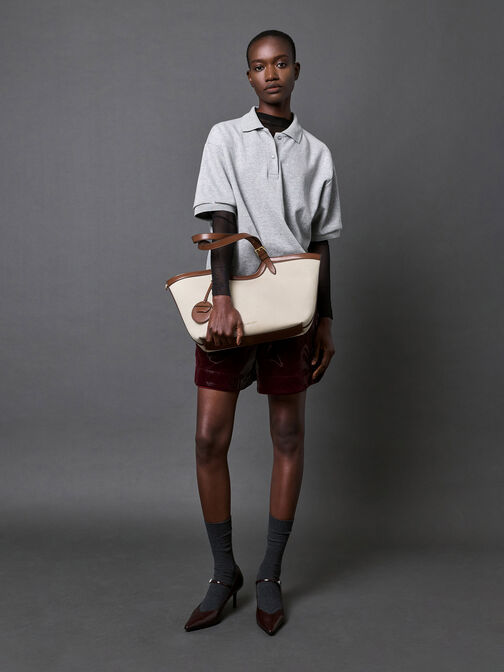 حقيبة حمل قماشية كبيرة الحجم من إينولا, شوكولاتي, hi-res