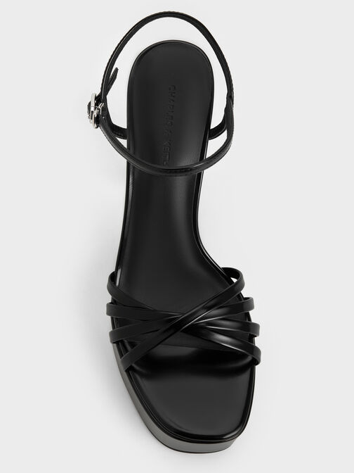 Georgina Platform Sandals, Black Boxed, hi-res