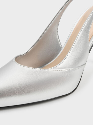 Taylen Metallic Slingback Pumps, Silver, hi-res
