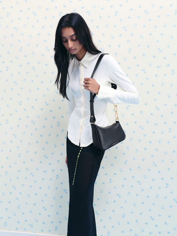 Mini Agatha Chain-Strap Shoulder Bag, Black, hi-res