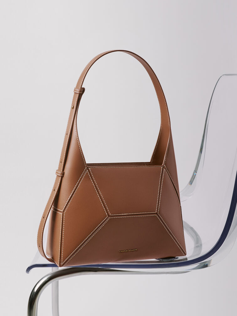 Nasrin Geometric Hobo Bag, Chocolate, hi-res